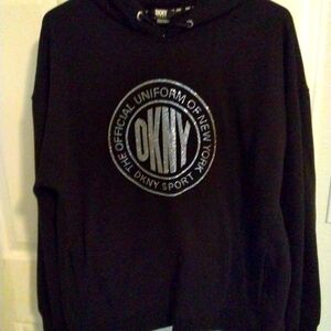 DKNY Black Bling Logo Hoodie Sweatshirt.